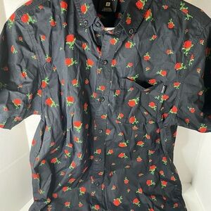 Empyre Black Shirt with Red Floral Design